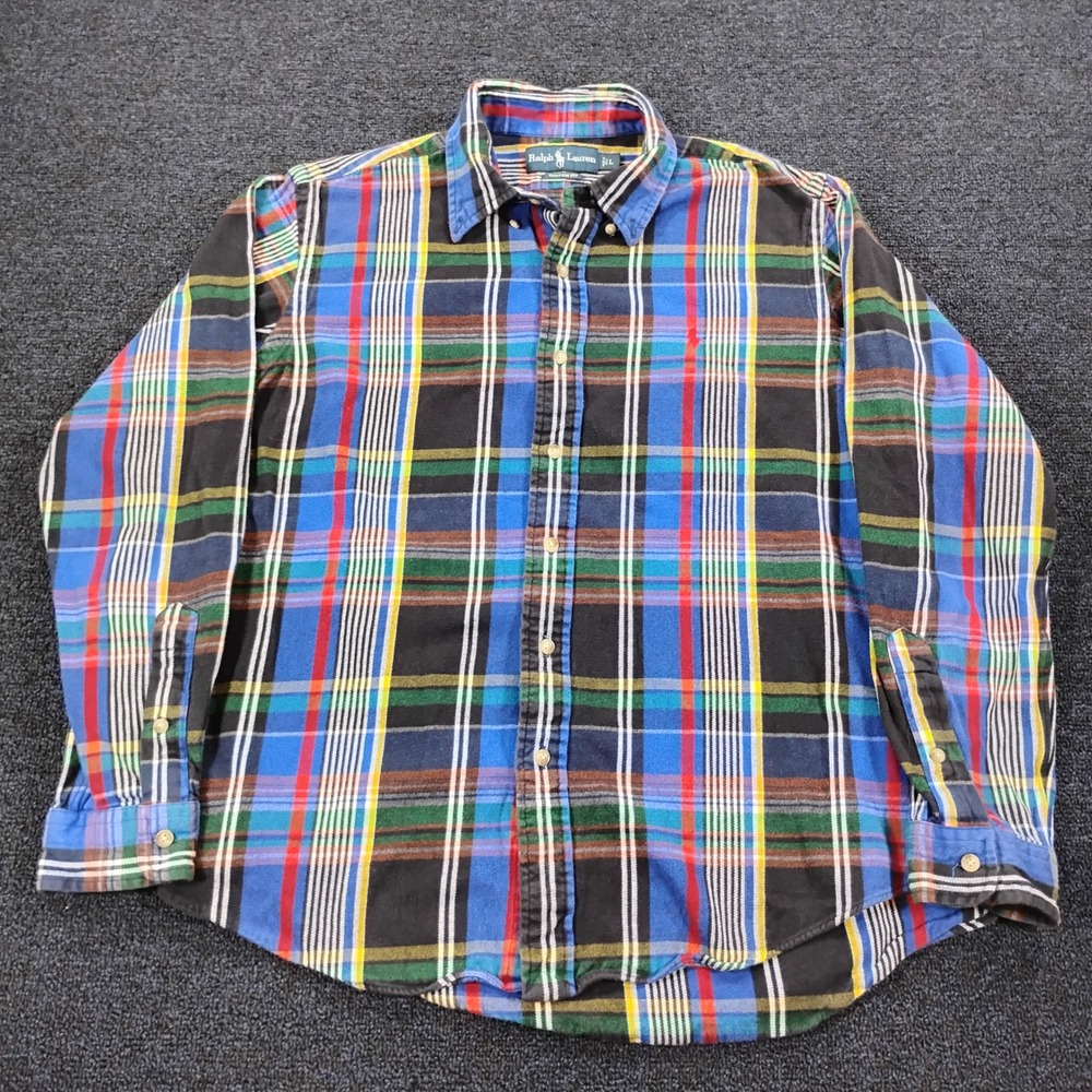 Ralph Lauren Mens Custom Fit Plaid Button Down Shirt Large Multi Color Preppy - Picture 2 of 9